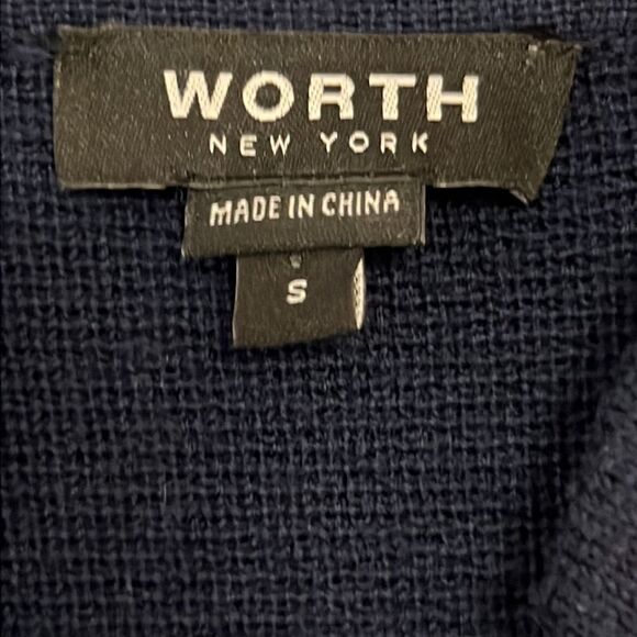 WORTH Navy Blue Wool Sweater Dress with Gold Buttons - Size Small - Picture 9 of 12